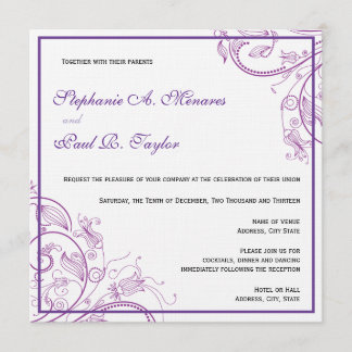 Faire-part de mariage de monogramme pourpre