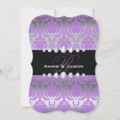 Faire-part de mariage de monogramme pourpre damass (Devant)