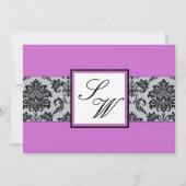 Faire-part de mariage de monogramme pourpre damass (Dos)
