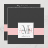 Faire-part de mariage de monogramme rose et de cha (Devant / Derrière)