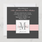 Faire-part de mariage de monogramme rose et de cha (Dos)