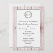 Faire-part de mariage de monogramme rose rustique (Devant)