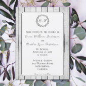 Faire-part de mariage de monogramme rustique blanc