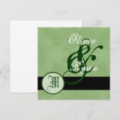 FAIRE-PART DE MARIAGE de monogramme VERT FOREST (Devant / Derrière)