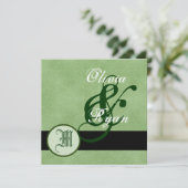 FAIRE-PART DE MARIAGE de monogramme VERT FOREST (Debout devant)