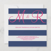 Faire-part de mariage de monogrammes bleu et rose  (Devant)