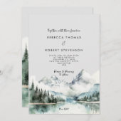 faire-part de mariage de montagne rustique d'hiver (Devant / Derrière)