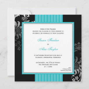 Faire-part de mariage de Motif Turquoise et noir