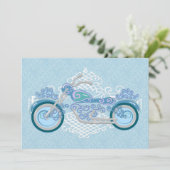 Faire-part de mariage de motocyclette romantique (Debout devant)