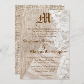 Faire-part de mariage de mouchoir à dentelle de ca (Devant / Derrière)