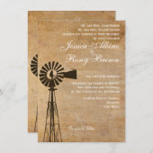 Faire-part de mariage de moulin à vent rustique (Devant / Derrière)