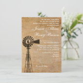 Faire-part de mariage de moulin à vent rustique (Debout devant)