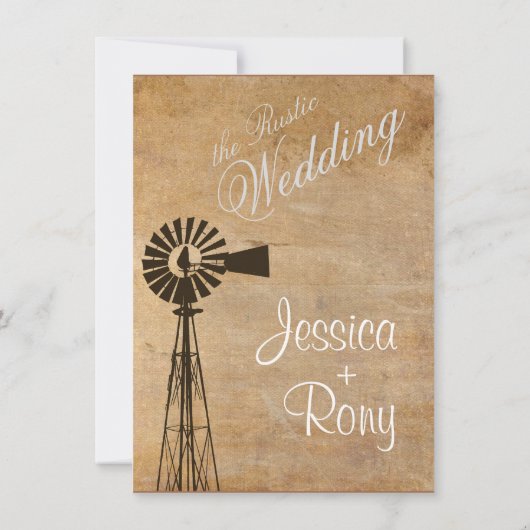 Faire-part de mariage de moulin à vent rustique (Dos)