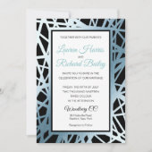 Faire-part de mariage de mousse bleu et noir (Devant)