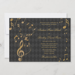 Faire-part de mariage de musique Black Gold Harleq