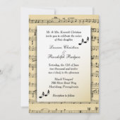 Faire-part de mariage de musique feuille (Devant)