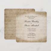 Faire-part de mariage de musique feuille (Devant / Derrière)