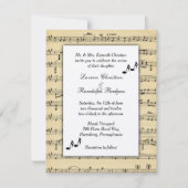 Faire-part de mariage de musique feuille (Devant)