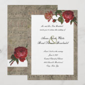 Faire-part de mariage de musique Rose Vintage (Devant / Derrière)