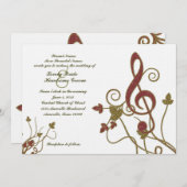 Faire-part de mariage de musique rouge or blanc (Devant / Derrière)