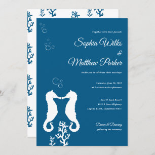 Faire-part de mariage de Navy Blue Seahorse
