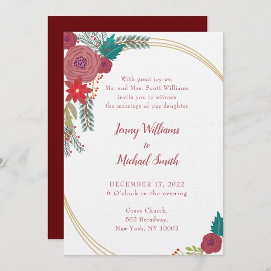 Faire-part de mariage de Noël (Devant / Derrière)