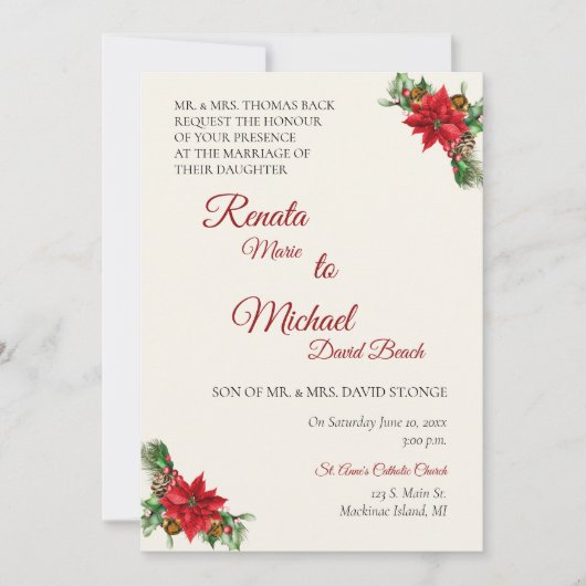 Faire-part de mariage de Noël (Devant)