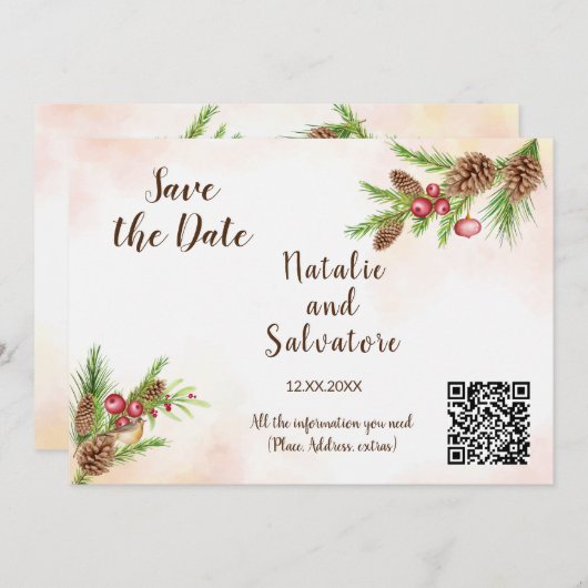 Faire-part de mariage de Noël (Devant / Derrière)