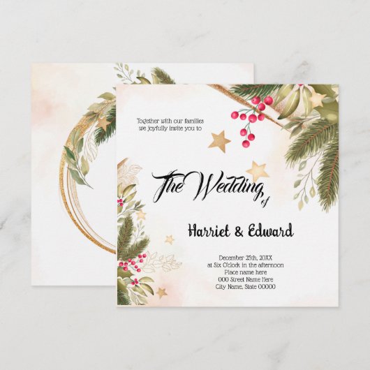 Faire-part de mariage de Noël (Devant / Derrière)