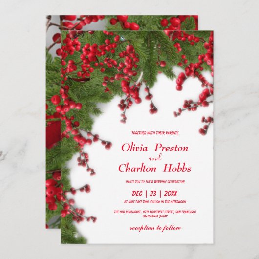 Faire-part de mariage de Noël (Devant / Derrière)