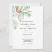 Faire-part de mariage de Noël à l'aquarelle avec f (Devant)