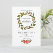 Faire-part de mariage de Noël à l'aquarelle Fleur (Debout devant)