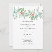 Faire-part de mariage de Noël Aquarelle Verdure (Devant)