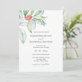 Faire-part de mariage de Noël Aquarelle Verdure (Debout devant)