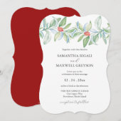 Faire-part de mariage de Noël Aquarelle Verdure (Devant / Derrière)