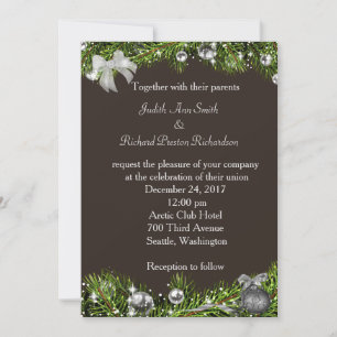 Faire-part de mariage de Noël avec les ornements