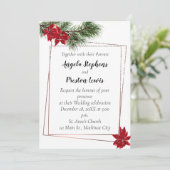 Faire-part de mariage de Noël avec Poinsettia (Debout devant)