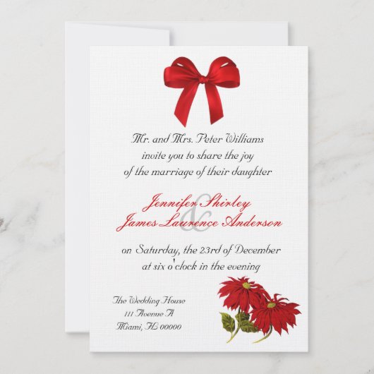 Faire-part de mariage de Noël de Poinsettia (Devant)