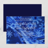 Faire-part de mariage de Noël d'hiver de Blue Snow (Devant / Derrière)