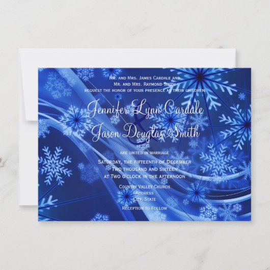 Faire-part de mariage de Noël d'hiver de Blue Snow (Devant)