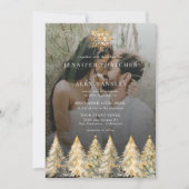 Faire-part de mariage de Noël Gold Sparkle (Devant)