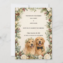 Faire-part de mariage de Noël Golden Retriever