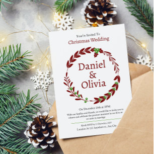 Faire-part de mariage de Noël minimaliste