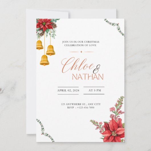 Faire-part de mariage de Noël personnalisable (Devant)