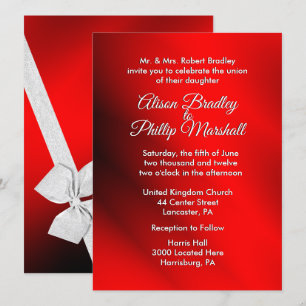 Faire-part de mariage de Noël rouge en fleurs