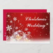Faire-part de mariage de Noël rouge et blanc (Devant / Derrière)