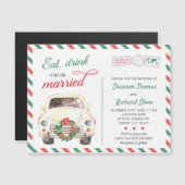 Faire-part de mariage de Noël rouge et vert pour l (Devant / Derrière)