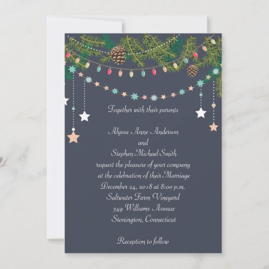 Faire-part de mariage de Noël sur tableau noir (Devant)