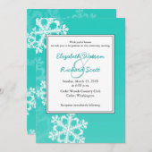 Faire-part de mariage de Noël Turquoise Snowflakes (Devant / Derrière)