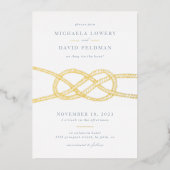 Faire-part de mariage de noeud illustrée - bleu (Recto)